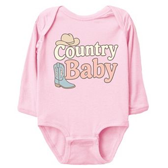 Country Baby Outline Pastel - Baby Long Sleeve Bodysuit