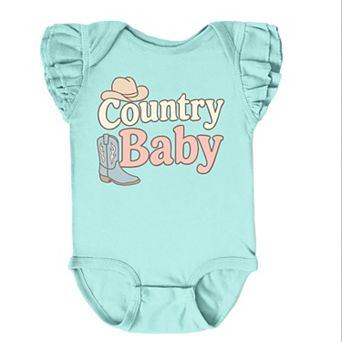 Country Baby Outline Pastel - Baby Flutter Sleeve Bodysuit