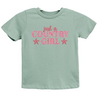 Just A Country Girl Stars Glitter/Puff Print - Youth Short Sleeve Graphic T-Shirt