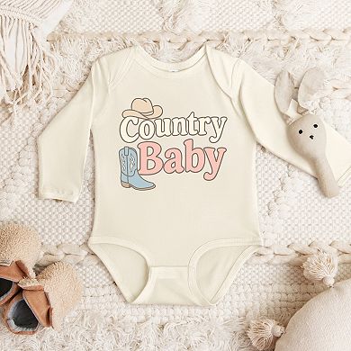 Country Baby Outline Pastel - Baby Long Sleeve Bodysuit