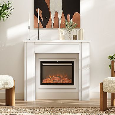 HOMCOM Modern Fireplace Mantel, Fireplace Surround with Leg