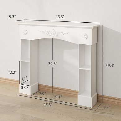 HOMCOM Baroque Fireplace Mantel, Fireplace Surround with Leg