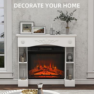 HOMCOM Baroque Fireplace Mantel, Fireplace Surround with Leg