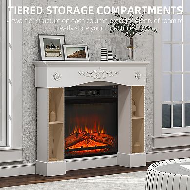 HOMCOM Baroque Fireplace Mantel, Fireplace Surround with Leg