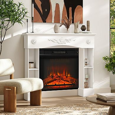 HOMCOM Baroque Fireplace Mantel, Fireplace Surround with Leg