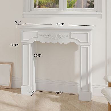 HOMCOM Baroque Fireplace Mantel, Fireplace Surround with Leg