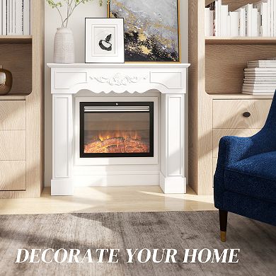 HOMCOM Baroque Fireplace Mantel, Fireplace Surround with Leg