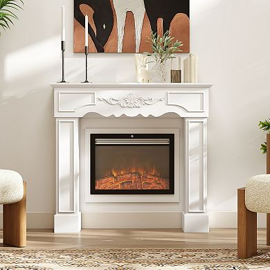 HOMCOM Baroque Fireplace Mantel, Fireplace Surround with Leg