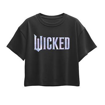 Girls 7-16 Wicked For Good Logo Butterfly Sparkle Boxy Tee