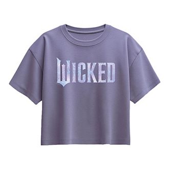 Girls 7-16 Wicked For Good Logo Butterfly Sparkle Boxy Tee