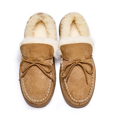 Women's Shearling and Suede Moccasin Slippers CY2467