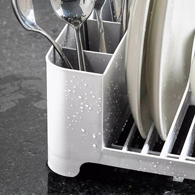 OU Dish Drying Rack, Freestanding Polypropylene Dish Drying Rack with Utensil Holder - 16" x 8"