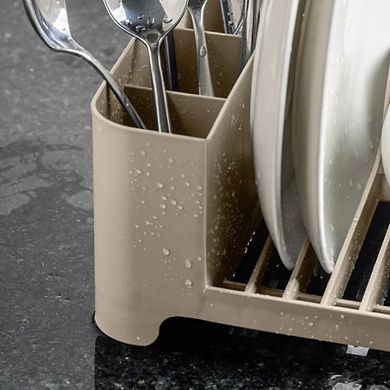 OU Dish Drying Rack, Freestanding Polypropylene Dish Drying Rack with Utensil Holder - 16" x 8"