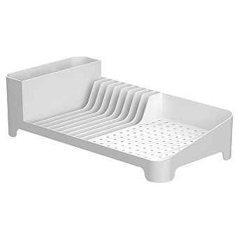 OU Dish Drying Rack, Freestanding Polypropylene Dish Drying Rack with Utensil Holder - 16" x 8"