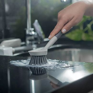 OU Cleaning Scrub Brush, Heavy Duty Cleaning Scrubber Brush for Bathroom & Kitchen, Built-In Scraper
