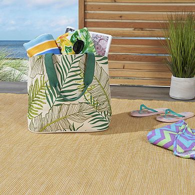 Mina Victory Beach Handbag Tote Palm Leaf 22" x 15" x 6" Green with Matching Clutch