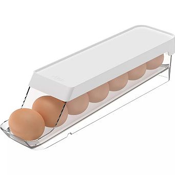 OU Egg Holder for Fridge, BPA Free Rolling Egg Organizer for Refrigerator Organization