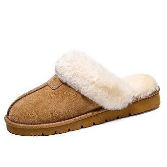 Women's Shearling and Suede Clog Slippers CY2470