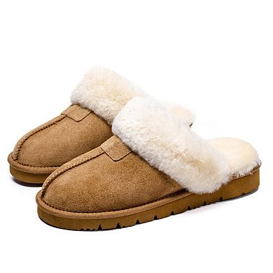 Women's Shearling and Suede Clog Slippers CY2470