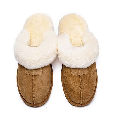 Women's Shearling and Suede Clog Slippers CY2470