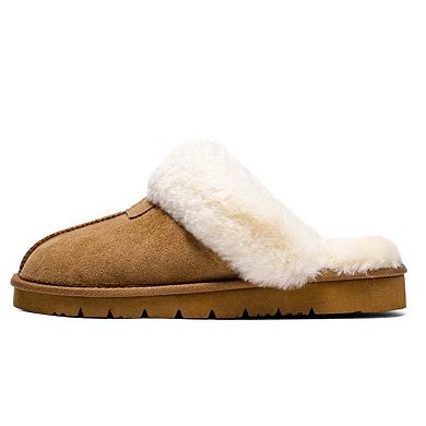 Women's Shearling and Suede Clog Slippers CY2470