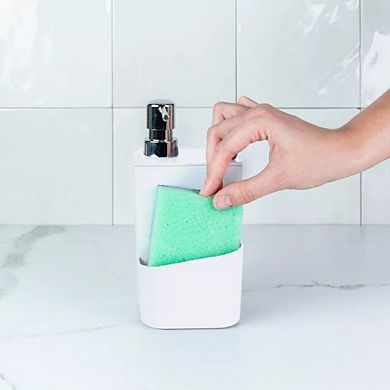 OU 22oz Soap Dispenser with Sponge Holder, Kitchen Soap Pump, Sink Sponge Holder with Drainage
