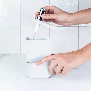 OU 22oz Soap Dispenser with Sponge Holder, Kitchen Soap Pump, Sink Sponge Holder with Drainage
