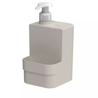 OU Dish Soap Dispenser with Sponge Holder 16 oz, Kitchen Sink Plastic Soap Dispensing Pump Bottle