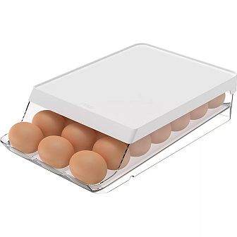 OU Egg Holder for Fridge, BPA Free Refrigerator Rolling Egg Organizer, Stackable Kitchen Container