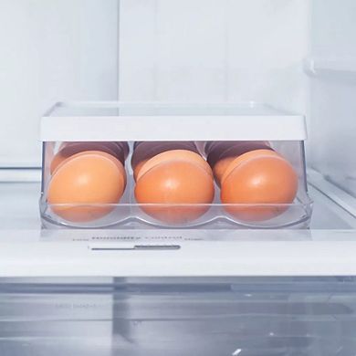 OU Egg Holder for Fridge, BPA Free Refrigerator Rolling Egg Organizer, Stackable Kitchen Container