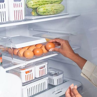 OU Egg Holder for Fridge, BPA Free Refrigerator Rolling Egg Organizer, Stackable Kitchen Container
