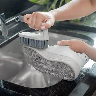 OU Scrub Brush with Ergonomic Handle, All Purpose Bathroom & Kitchen Heavy Duty Cleaning Scrubber