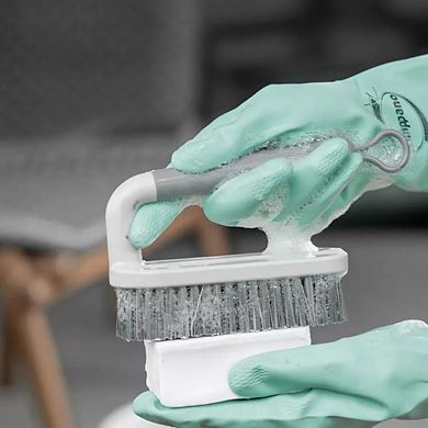 OU Scrub Brush with Ergonomic Handle, All Purpose Bathroom & Kitchen Heavy Duty Cleaning Scrubber