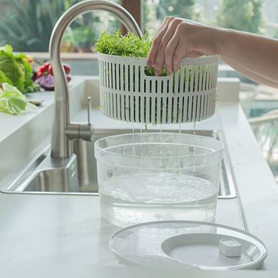 OU Salad Spinner Clear 5.8 qt - Vegetable Washer, Lettuce Dryer with Bowl, Lid & Storage Container
