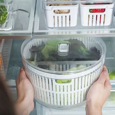 OU Salad Spinner Clear 5.8 qt - Vegetable Washer, Lettuce Dryer with Bowl, Lid & Storage Container