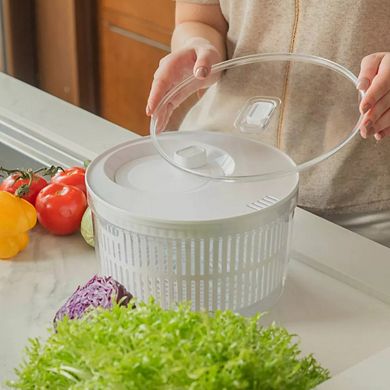 OU Salad Spinner Clear 5.8 qt - Vegetable Washer, Lettuce Dryer with Bowl, Lid & Storage Container