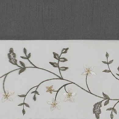 Kate Aurora 5 Piece Window Embroidered Floral Country Sheer Curtain And Valance Set