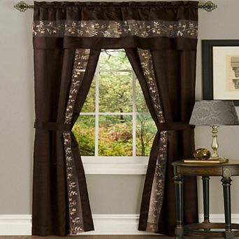 Kate Aurora 5 pc Window Embroidered Floral Country Sheer Curtain And Valance Set