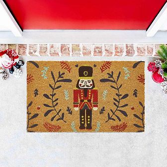 Kate Aurora Christmas Nutcracker Toy Soldier Bristled Coir Outdoor Welcome Mat