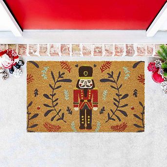Kate Aurora Christmas Nutcracker Toy Soldier Bristled Coir Outdoor Welcome Mat