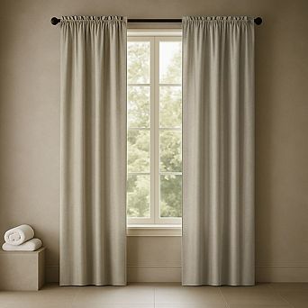 Kate Aurora 1 pc Flax Semi Sheer Rod Pocket Beige Linen Curtain Panel