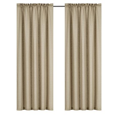 Kate Aurora 1 Piece Flax Semi Sheer Rod Pocket Beige Linen Curtain Panel