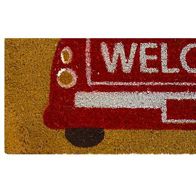 Kate Aurora Fall Harvest Welcome Pumpkin Truck Bristled Outdoor Welcome Mat