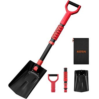 AstroAI Aluminum 38.4" Folding Snow Shovel Extendable Multifunctional for Cars, Snowmobile