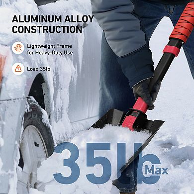 AstroAI Aluminum 38.4" Folding Snow Shovel Extendable Multifunctional for Cars, Snowmobile