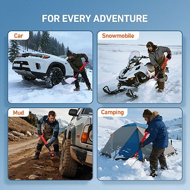 AstroAI Aluminum 38.4" Folding Snow Shovel Extendable Multifunctional for Cars, Snowmobile