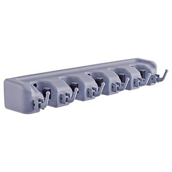 Sorbus Wall Mounted Broom and Mop Organizer, 16 in W Plastic Broom Holder, Holds 11 Cleaning Items