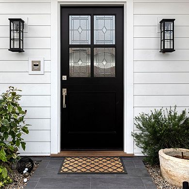 Kate Aurora Lenox Hill Lattice Coir Bristled Outdoor All Season Welcome Mat With Rubber Trim