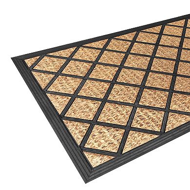 Kate Aurora Lenox Hill Lattice Coir Bristled Outdoor All Season Welcome Mat With Rubber Trim