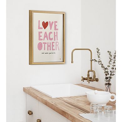 Blake Love Each Other Framed Printed Glass by Kelly Knaga